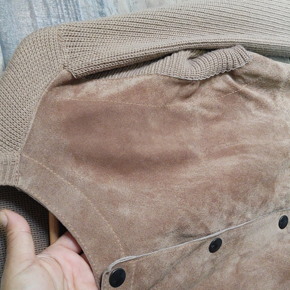 Vintage Setiage Made in Italy suede and Knit sweater Cardigan Jacket sz Med wom - Picture 7 of 17